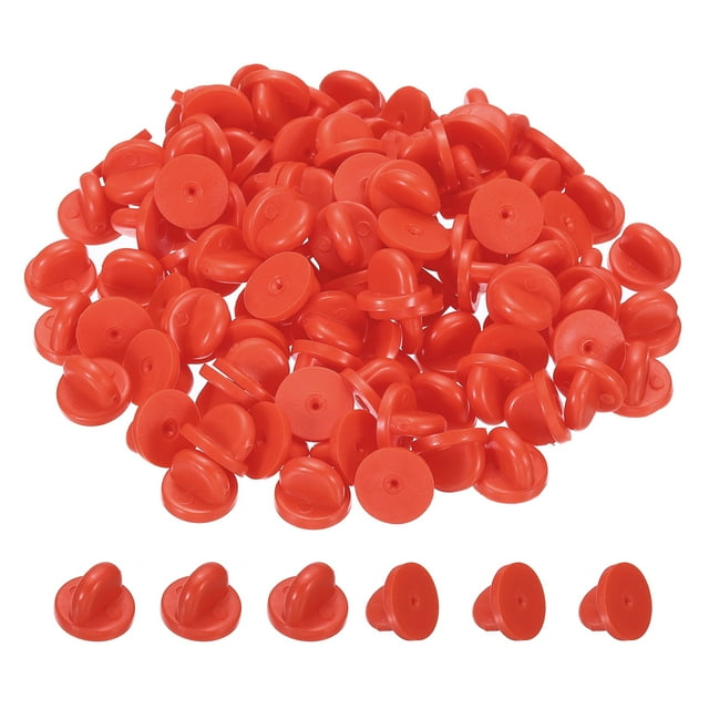 Unique Bargains Porte-Broches à Dos en Caoutchouc avec Épingle à Revers Accessoires Décoratifs Rouge Lot de 100