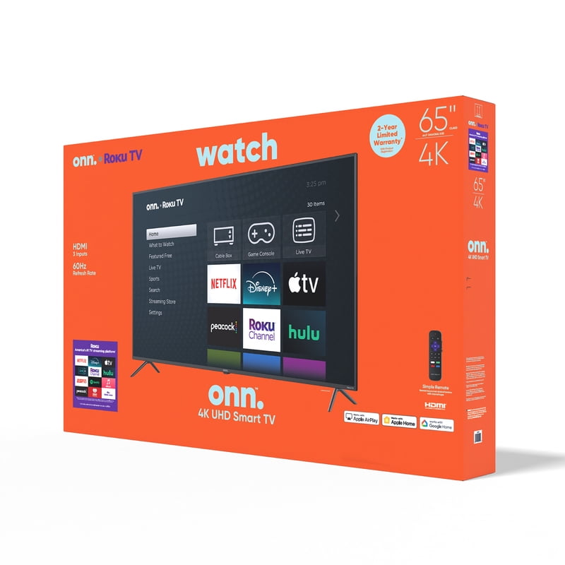 onn 65" Class 4K UHD Roku Smart Television, 100012587 gallery view