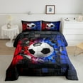 thumbnail image 2 of Erosebridal Soccer Bedding Sets Full with Comforter,Sport Theme Duvet Insert,Black Reversible,3pcs, 2 of 7