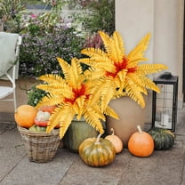 23.6in Artificial Persian Fern Wall Hanging,Realistic Fall Thanksgiving Decor,Fake Boston Fern Greenery Outdoor UV Resistant Plastic Flowers,Reusable Seasonal Plant Accent for Weddings/Parties