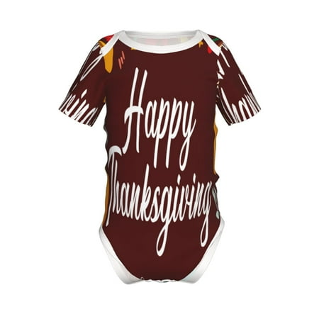 

Adobk Happy Thanksgiving Print Baby Climbing Clothes Jumpsuit Rompers Classic Rompers Child Short sleeve Bodysuits-6 Months