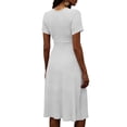 thumbnail image 4 of zbxnLI Womens V Neck Dress Wrap Short Sleeve Dresses for Women Fashion Flowy Hem Casual Work Vacation Sundress, 4 of 7