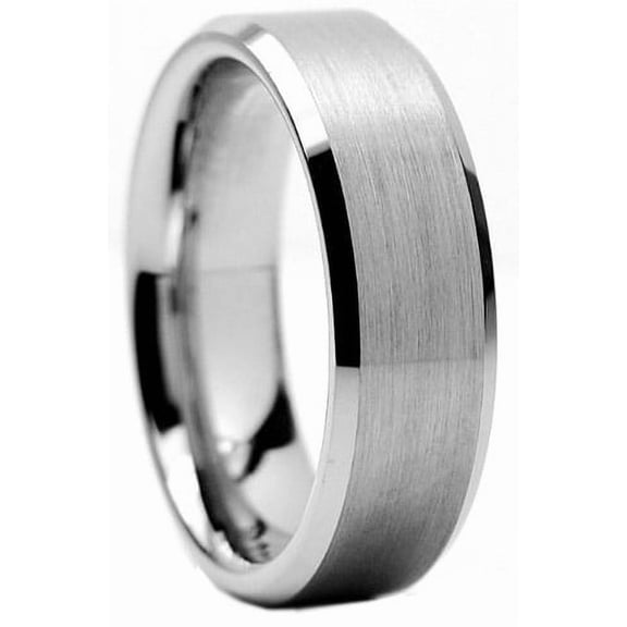 Tungsten Wedding Band Ring 8mm Men's Engagement Silver with Brushed Center