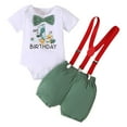 thumbnail image 4 of Toddler Boy Outfits Baby Boys First Birthday Animal World Overalls and Short Sleeve Set Boys' Clothing Sets Army Green 12-18 Months, 4 of 4