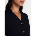 thumbnail image 5 of Time and Tru Women's Linen Blend Pleated Mini Shirtdress with Short Sleeves, Sizes XS-XXXL, 5 of 6
