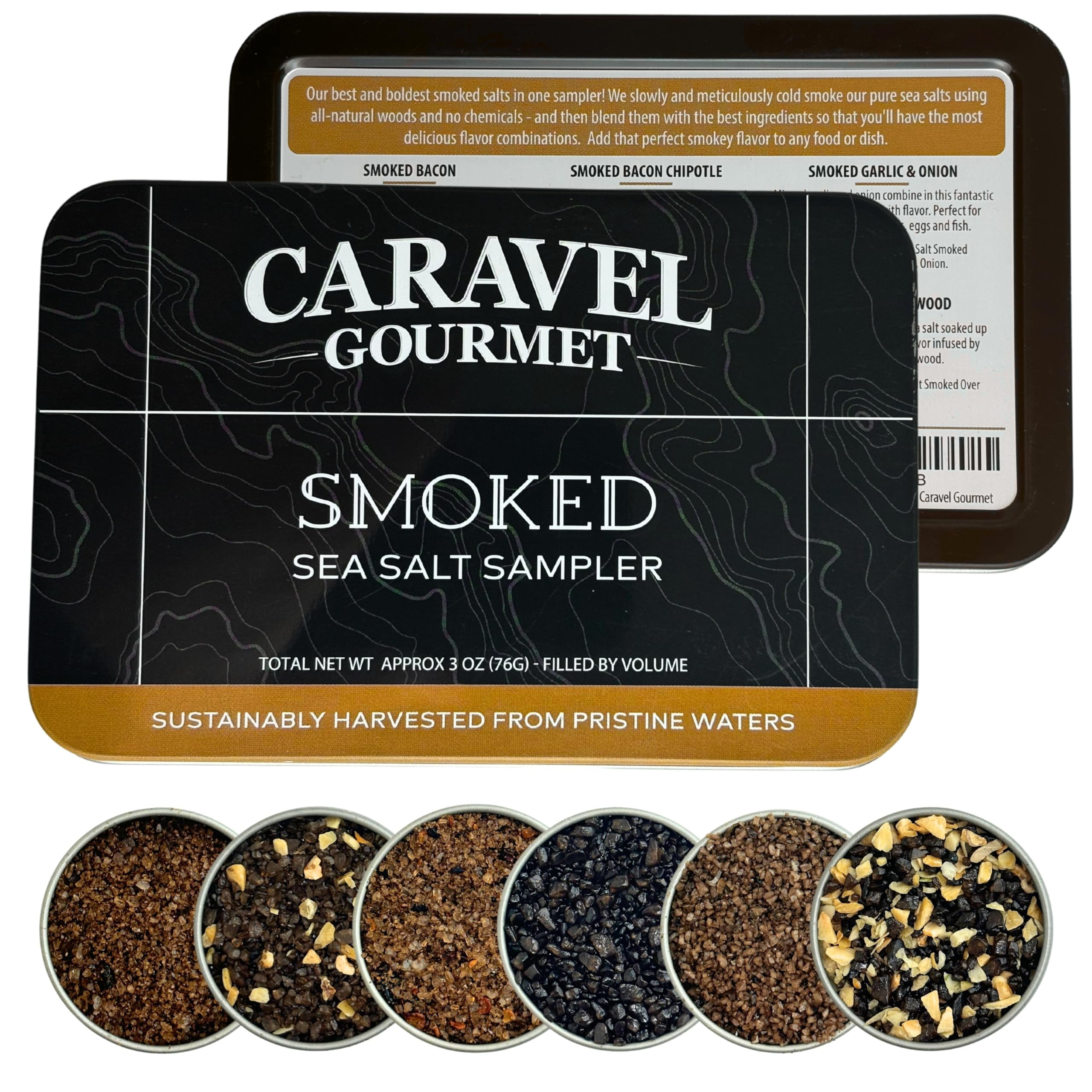 Caravel Gourmet Smoked Sea Salt Sampler, Gluten-Free, 3 oz, 6 Count