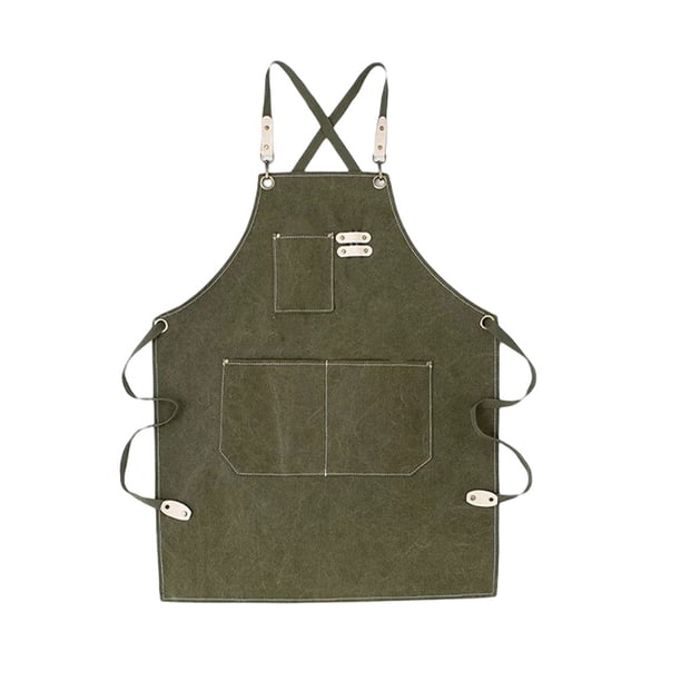 Jumpingount Delantal de trabajo Cafeshop Traje Algodón Mano de obra Hogar Restaurante Servicio ajustable Traje Ropa de jardinero Cuerpo del baño Verde oscuro Jumpingount CE015882-06