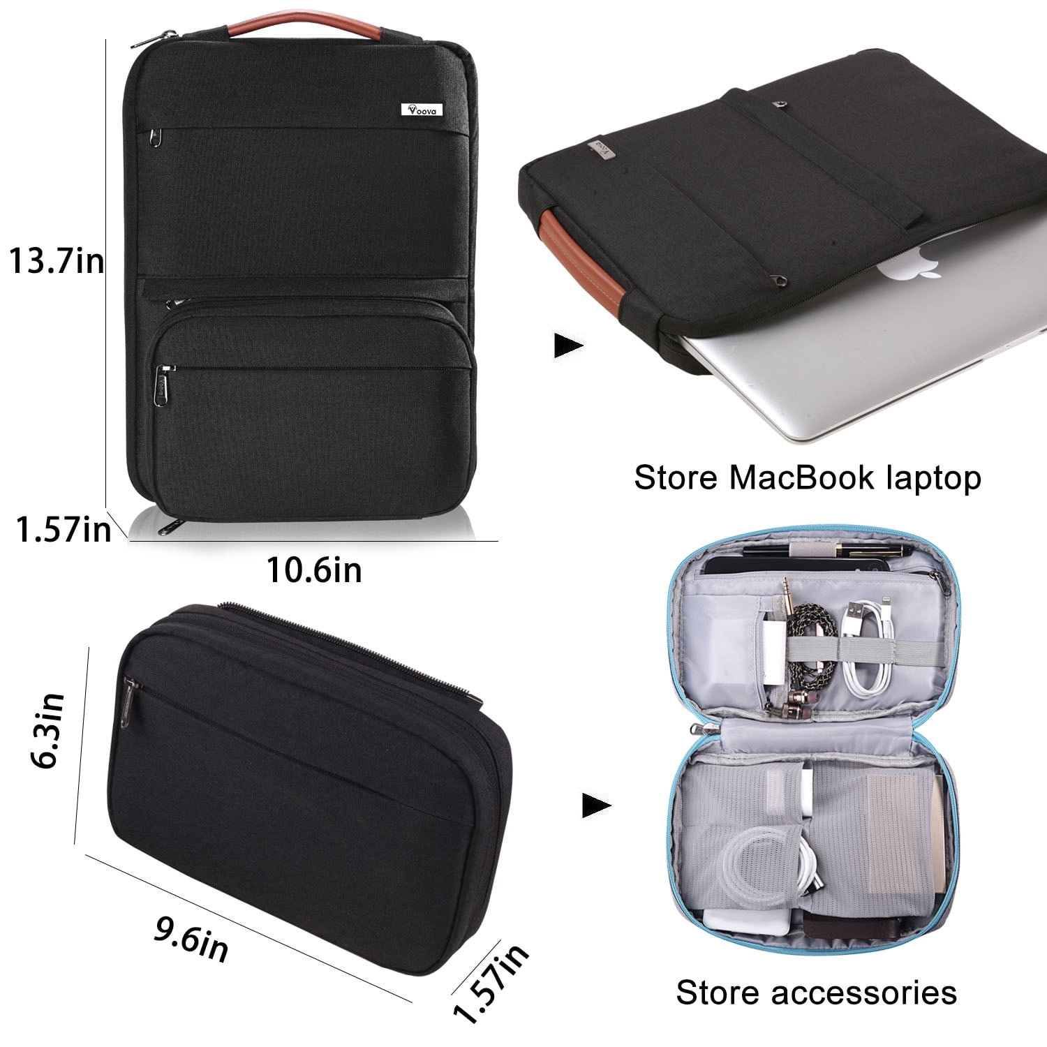 Voova Laptop Sleeve Case,Smart Computer Carry Bag with Detachable 