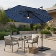 thumbnail image 6 of 10 ft Solar-Powered Cantilever Patio Umbrella with 28 LED Lights, 360° Rotation & 6-Level Tilt,Navy Blue, 6 of 8