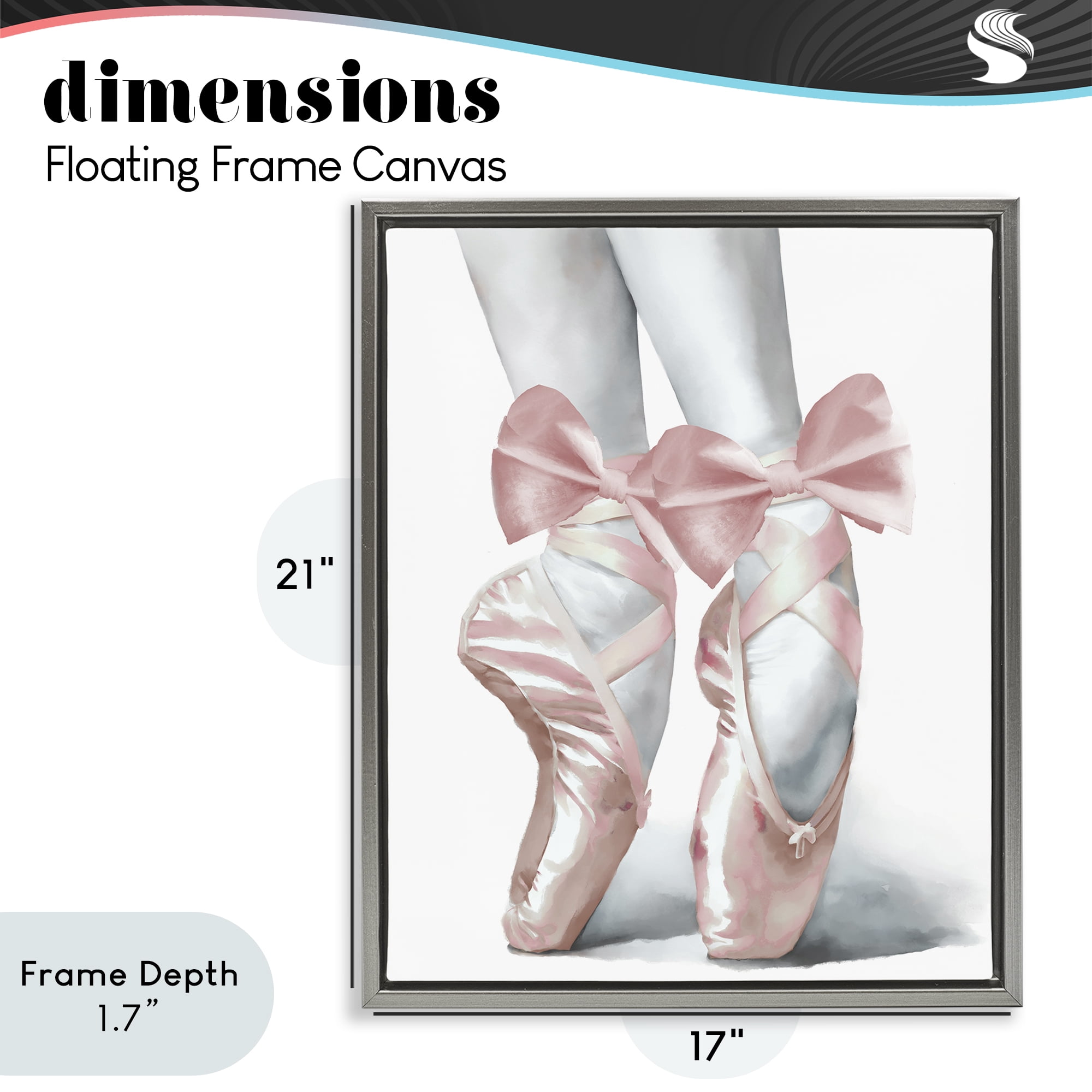 Stupell Industries Ballet Pointe Shoes Gray Framed Floater Canvas Wall Art, design by Elizabeth Medley