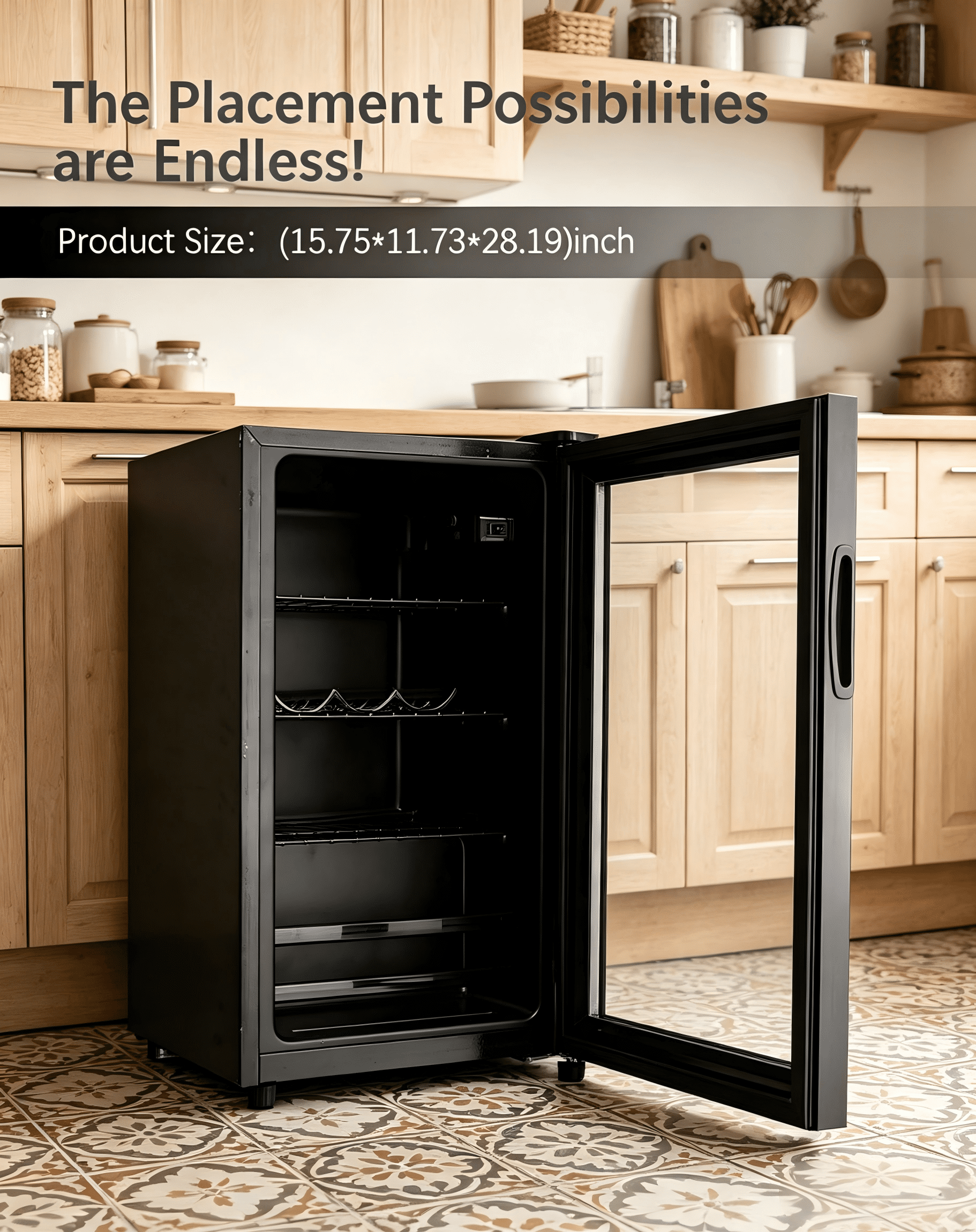 GGTB 3.2 Cu.ft Beverage Refrigerator with Glass Door, 120-Can Drink Cooler for Home Bar Office, Black
