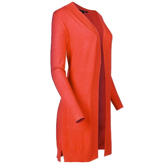 FashionOutfit Women's Essential Solid Soft Stretch Long-line Long Sleeve Relaxed Knit Cardigan Sweater