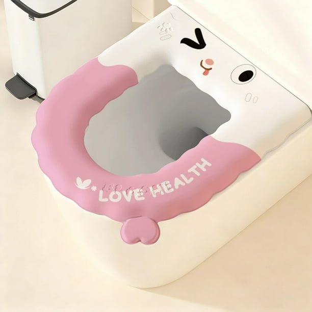 Herunwer Universal Toilet Seat Cushion Pad, Reusable Washable Thickened Toilet Mats, Soft Warm Toilet Seat Cover with Cute Cartoon Design for Bathroom