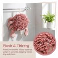 thumbnail image 2 of REGALWOVEN Cute Animal Chenille Hanging Hand Towels, Cartoon Fuzzy Ball Hand Towel, Soft Absorbent Decorative Bathroom Towels 1 Pc Indian Red 9" x 12", 2 of 7