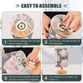 thumbnail image 4 of Pink Flowers and Leaves on Gray Bedside Table Lamp LED Warm Lights with USB Charging Port Retro Cylinder Desk Lamps, 4 of 7