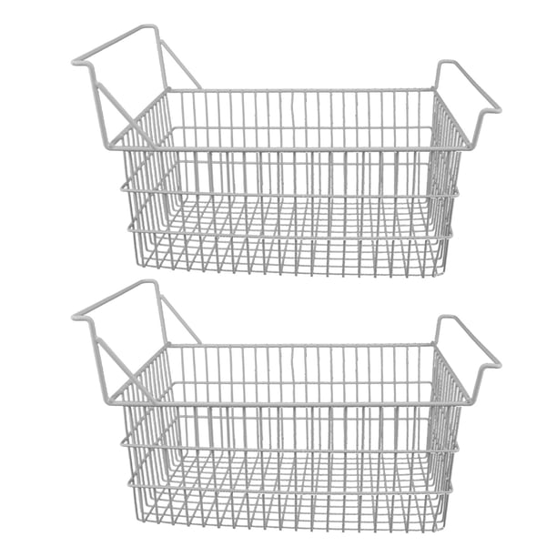 Juego de 2 Cestas Organizadoras de Alambre Blanco para congelador: Organice Alimentos encuentre Artículos Fácilmente Fácil de Alcanzar Multiusos con Asas Laterales para ANGGREK Otros