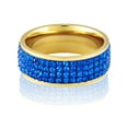 thumbnail image 2 of ELYA Jewelry Women's Blue Crystal Stones Gold Plated Stainless Steel Band Ring (8mm Wide), 2 of 4