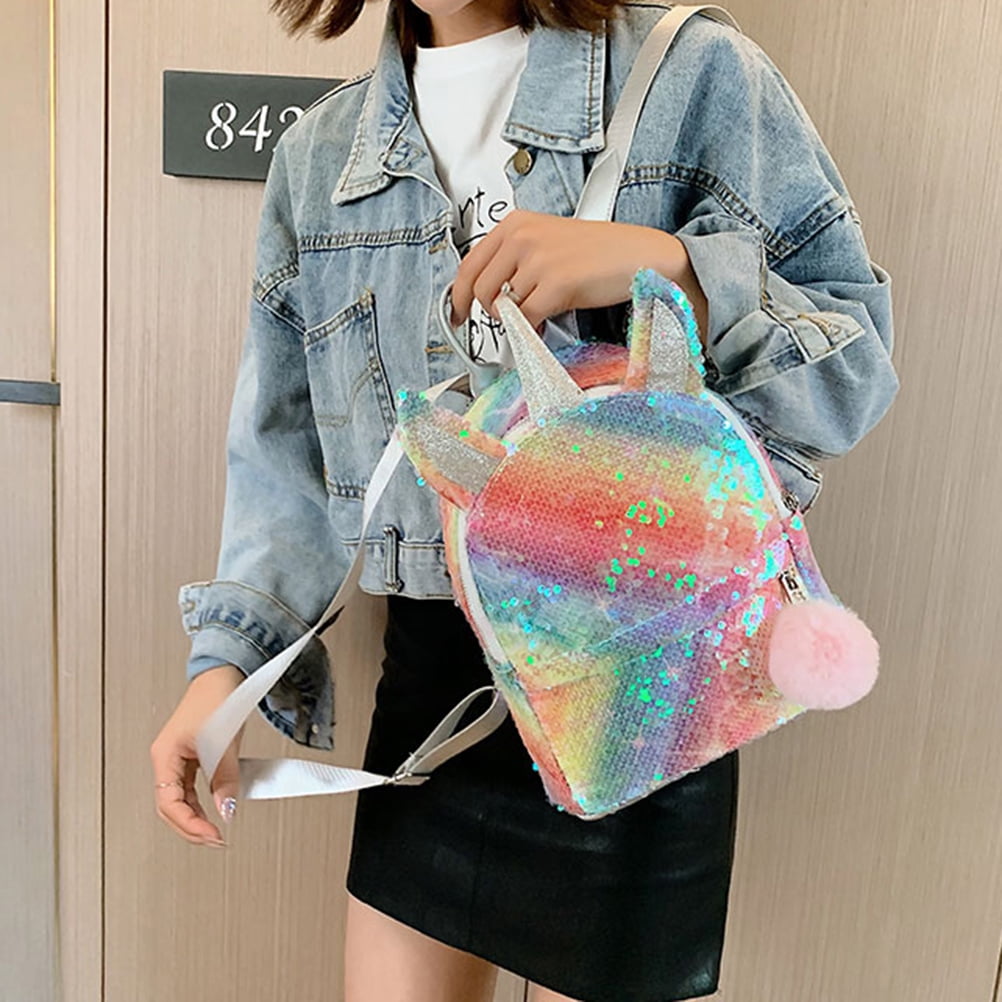 Fille Sequins Sac d Ecole Filles Sequin Sac a Dos avec Pompon Boules Dessin Anime Sac a Dos Fille Sequins Sac d Ecole pour les Filles Sac a Dos de Voyage Walmart
