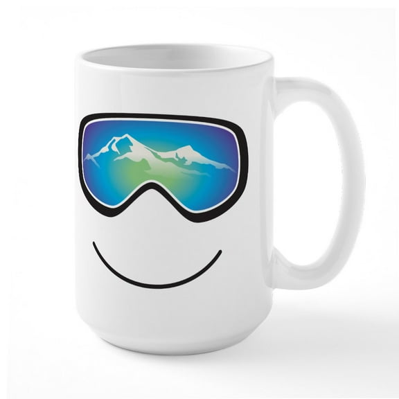 CafePress - Goggle Black Mugs - 15 oz Ceramic Large White Novelty Mug