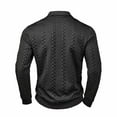 thumbnail image 2 of Polo Tees for Men Long Sleeve Textured Knit Tees Shirt Loose Fit Black TShirt Men, 2 of 6