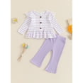 thumbnail image 2 of FEORJGP Little Girls 2Pcs Casual Pants Set 6M 12M 18M 2T 3T 4T Toddler Baby Long Sleeve Pullovers Stripes/Dots/Plaid T-Shirt Crew Neck Tops with SolidCute Comfy Daily Outfits for Spring Fall, 2 of 8