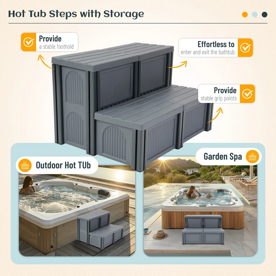 Kojem Spa Hot Tub Steps With Storage, 500lbs Load Capacity, Compartment, Spa Stairs