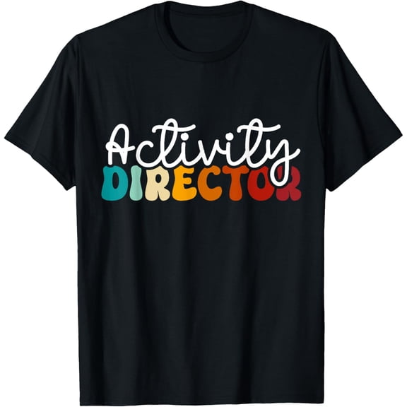 Activity Director Appreciation Groovy Activity Coordinator T-ShirtMen's and women's gift, black and white T-shirt, size: Extra large S-4XL
