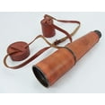 thumbnail image 4 of Dorpmarket Handmade Large Size 18" Leather Encased Brass Telescope with Leather Safe Cap and Belt, 4 of 5