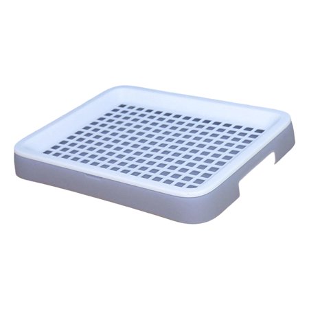 Dualoai Rabbit Litter Tray Rabbit Toilet Portable with Grate Double Layer Guinea Pig Litter Pan Bunny Potty for Small Animals Ferrets Gray White