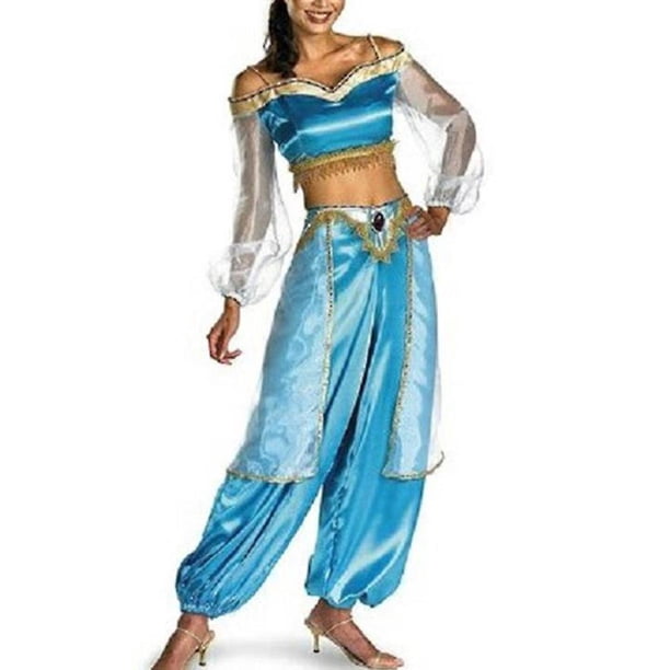 Womens Halloween Aladdin Jasmine Princess Fancy Dress Carnival Cosplay Costume zhangyuxiang LED