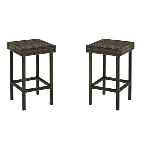 Outdoor Escape Brown Wicker Bar Stools Set of 2 for Patio, Outdoor Seating Comfort