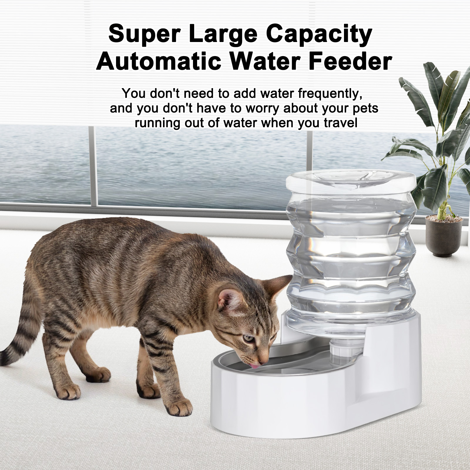 RIZZARI 5L Automatic Pet Waterer - Gravity-fed Stainless Steel Water Dispenser, 100% BPA Free, Leak-proof, Easy to clean - Feeder for Cats and Dogs - Indoor/Outdoor