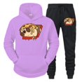 thumbnail image 3 of Conjuntos de sudaderas con capucha y gráficos de Pizza Bulldog para hombre, moda de anime, sudaderas de manga larga con perro, pantalones casuales unisex estilo Harajuku, 3 of 5