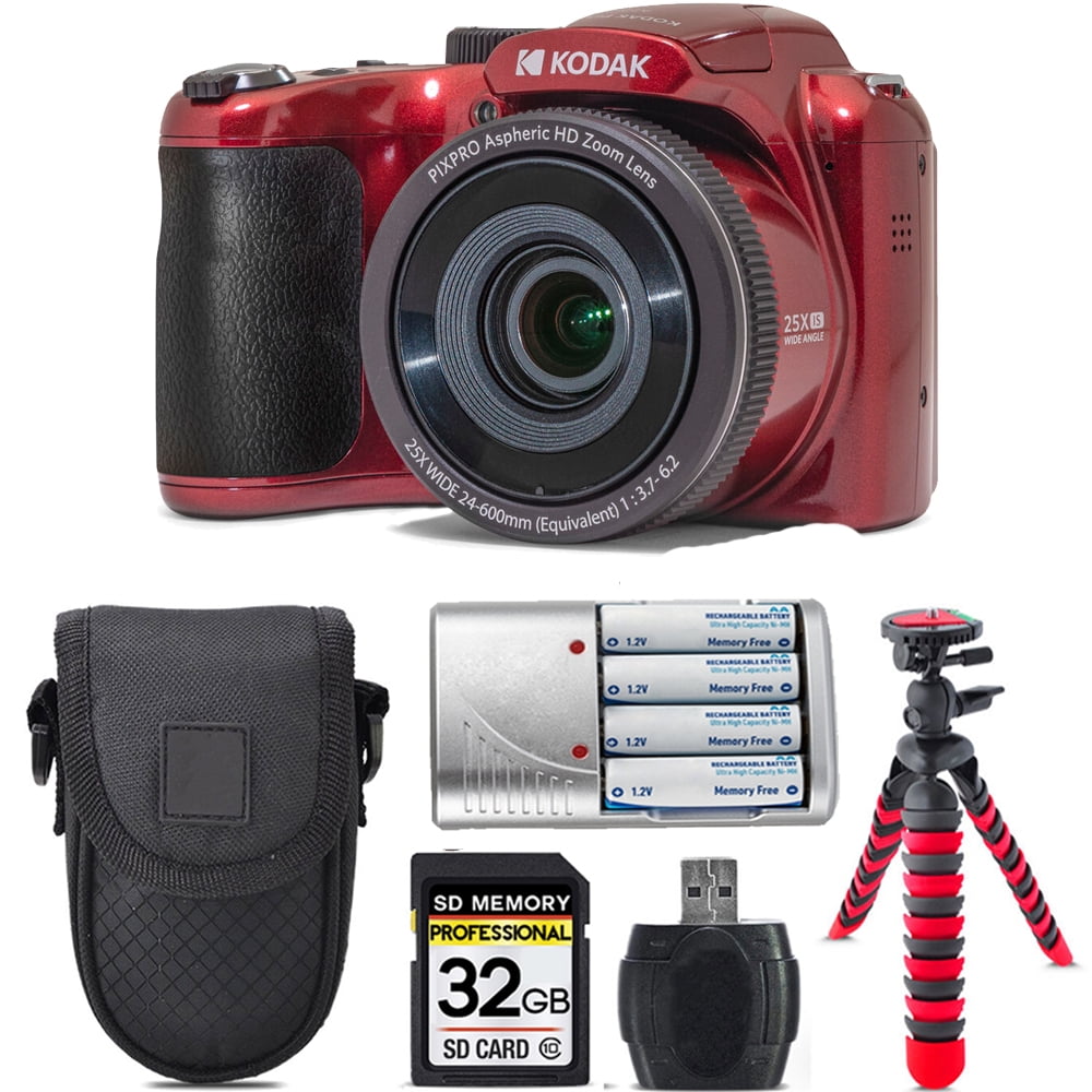 Kodak PIXPRO FZ55 Easy Point & Shoot Digital Camera Bundle (Red) +