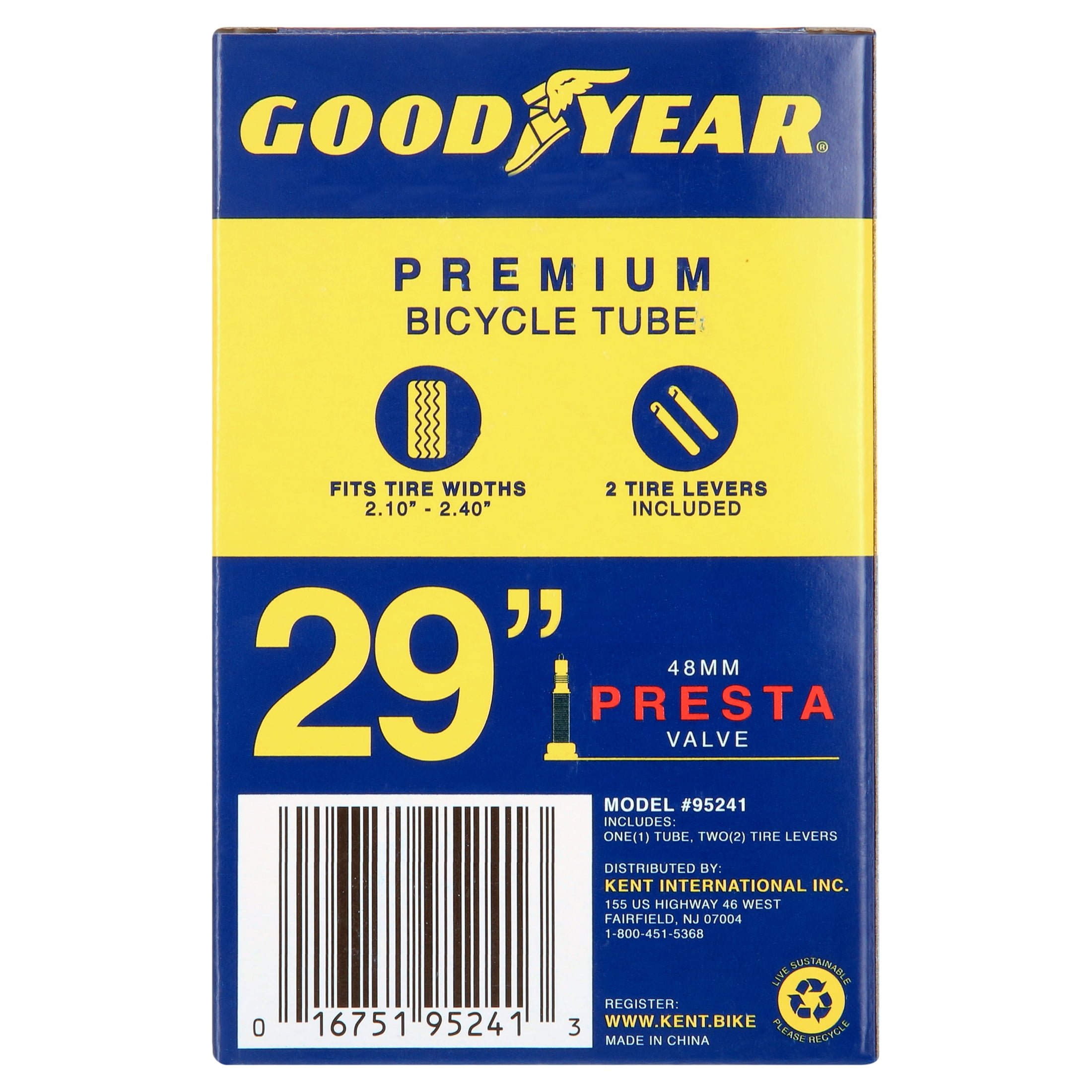 Goodyear 29" x 2.1"-2.4" Heavy Duty Tube, Presta Valve, Black