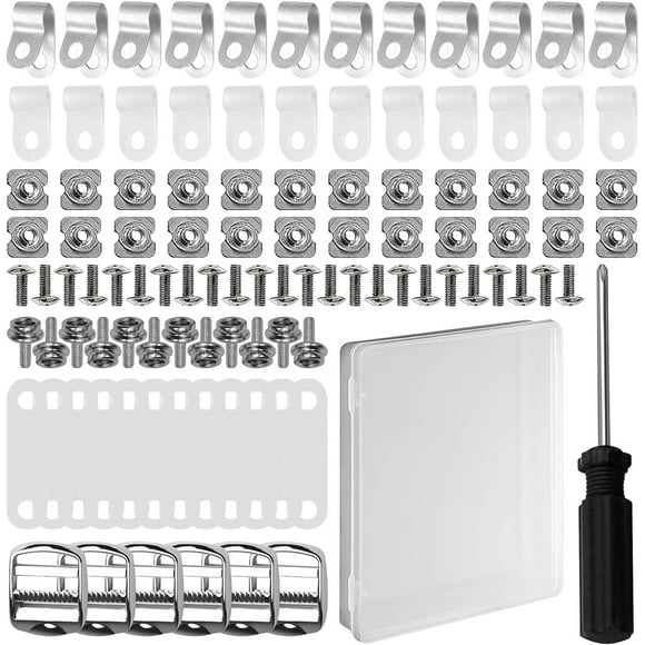 Qucyy UrbanMingle 80pcs Helmet Repair Kit, Universal Helmet Hardware Kit R Shape Football Visor Clips Rubber Gaskets Screws with Nuts Screwdriver Chin Strap Adapter for Softball Baseball Sports