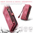 thumbnail image 4 of for Samsung Galaxy S25 Ultra Premium PU Leather Folding Case, Multiple Card Slots Design, Wrist Strap Zipper Pocket Kickstand Magnetic Snap, Wireless Charging for Samsung Galaxy S25 Ultra, Red, 4 of 9