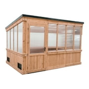 Backyard Discovery Zalie 11 x 7 Cedar Wood and Polycarbonate Greenhouse Kit, PowerPort