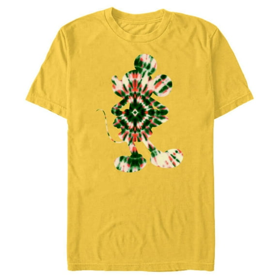 Disney Mickey Mouse Shape Christmas Holiday Tie-Dye Retro - Short Sleeve Blended T-Shirt for Adults - Customized-Yellow