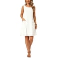 thumbnail image 2 of INSPIRE CHIC Women's Linen Dresses Summer Sleeveless Sundress Casual Loose Flowy Mini Tank Beach Dress with Pockets S White, 2 of 6