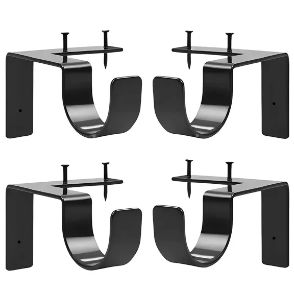 4Pcs Alloy Curtain Pole Brackets Curtains Rod Holder Window Frame For 1/1.2" Rod