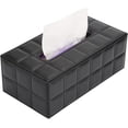 thumbnail image 3 of PU Leather Facial Tissue Box Tissue Box Tissue Box for Office/Car/Home (Grid Black), 3 of 5