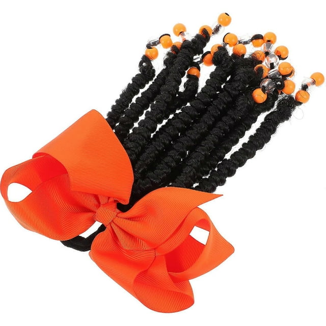 Ponytail Hair Extension Bowknot Braided Ponytail Women Daily Use Orange 1Set
