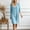 Light Blue, variant on Black Women's Solid Color V-Neck Lace 3/4 Sleeve Linen Shift Dress Casual Flowy Summer