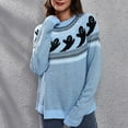 thumbnail image 4 of IROINID Rabais T-Shirts à Manches Longues pour Femmes Imprimé Col Rond T-Shirt Blouse Hauts Chandail, Bleu Pâle, 4 of 6