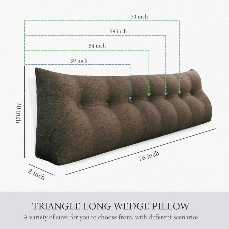 LUHAMEG Reading Pillow,Wedge Pillow Throw Back Suppor,Triangle Pillow,Back  Wedge Cushion Pillow with Adjustable Neck Pillow and Pockets,Sofa Bed