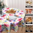 thumbnail image 4 of Spring Summer Floral Round Tablecloth 60 Inch Flower Table Clothes Multicolor Rustic Reusable Circle Table Cover for Picnic Party Dining Room Home Indoor Outdoor Decor, 4 of 5