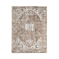 EORC Ivory / COPPER Hand Knotted Wool Transitional Heriz  Rug, 7' x 9'