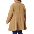thumbnail image 3 of Agnes Orinda Women's Plus Size Coat A Line Notched Lapel Double Breasted Long Peacoat with Pockets 3X Camel, 3 of 6