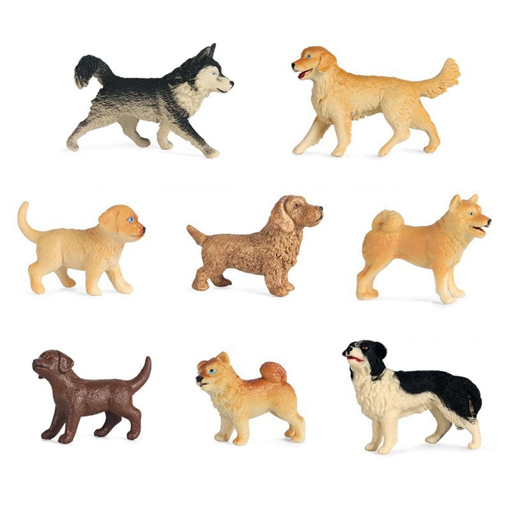 8PCS Dog Figurines Toy Set Realistic Detailed Plastic Dog Figures